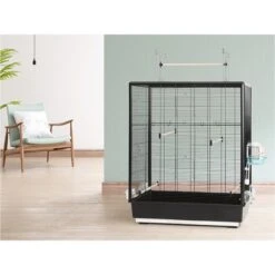 Cage Oiseaux Primo 60 Noir 80x50x115cm -Deli Natury Boutique cage oiseaux primo 60 noir 80x50x115cm 12766 vadigran la cage primo 60 est une cage specialement concue pour les petits oiseaux 1 3